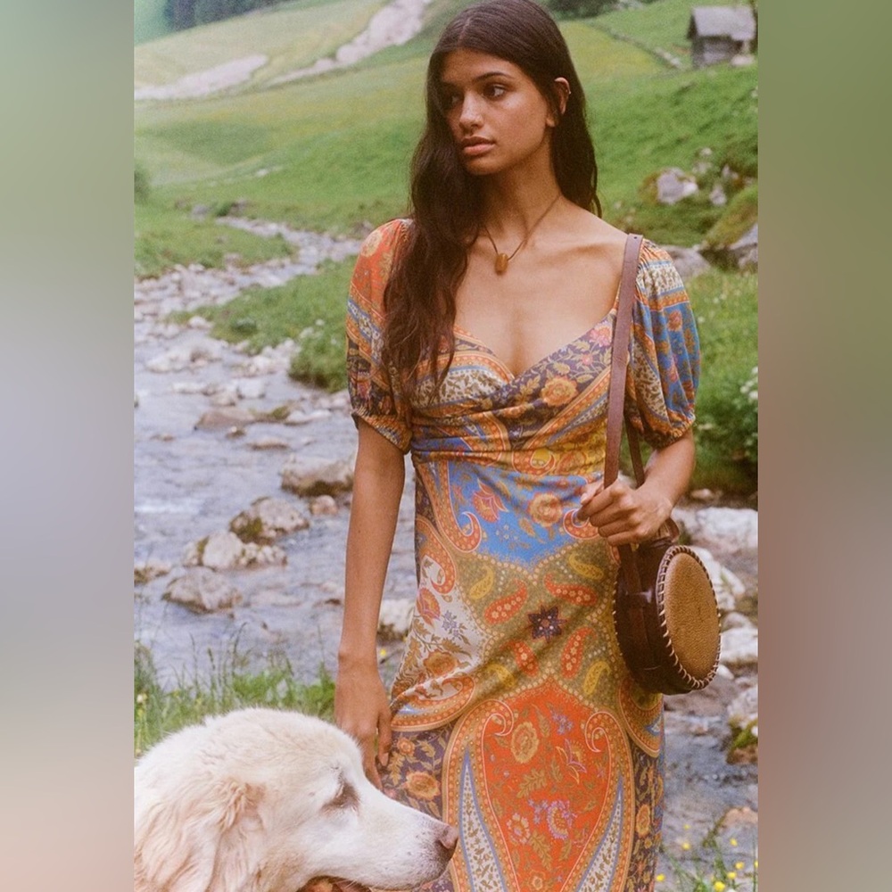 NWT Spell Belladonna Sweetheart Maxi Dress  Size Medium Kaleidoscope UFT/S